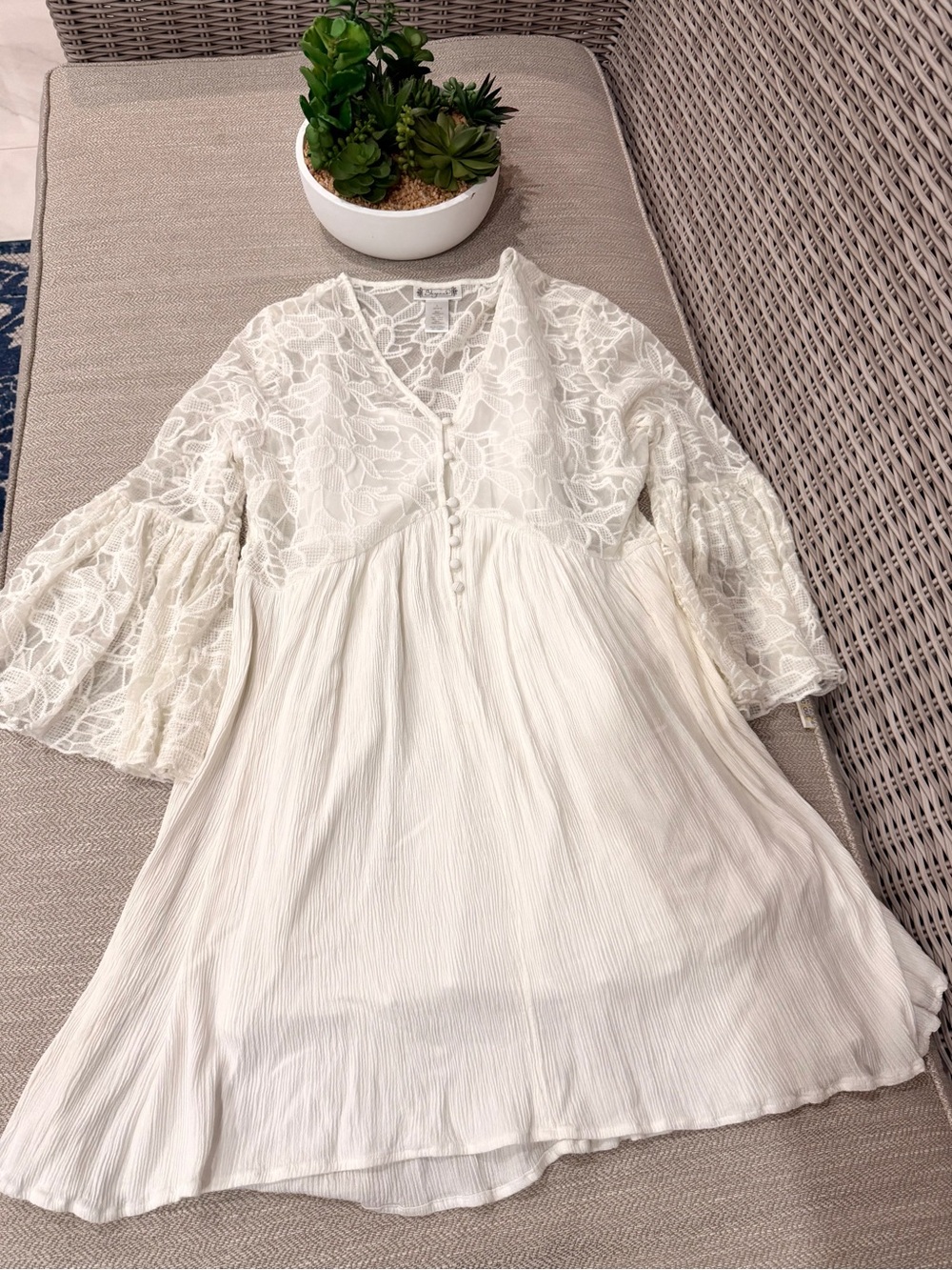 Shyanne Ivory Lace-Detail Mini Dress